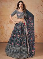 Faux Georgette Grey Wedding Wear Embroidery Work Lehenga Choli